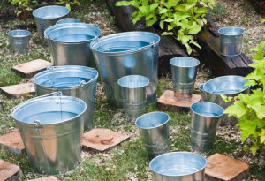 zinc bucket of water